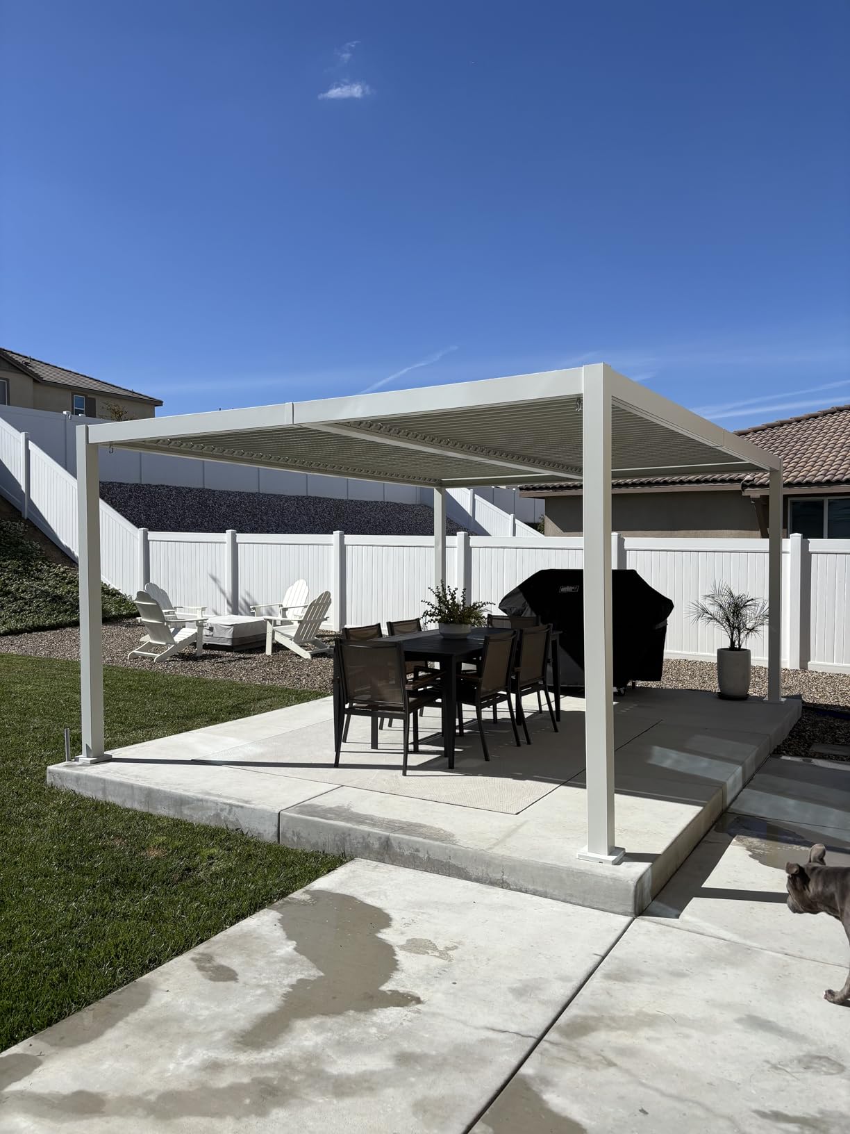 Kozyard Outdoor Louvered Pergola 12' x 14' Sun Shade Weather-Resistant Aluminum Patio Shelter with Drainage System Adjustable Louvered Roof Rain-Resistant for Poolside Patio Garden (White) customer photo 2