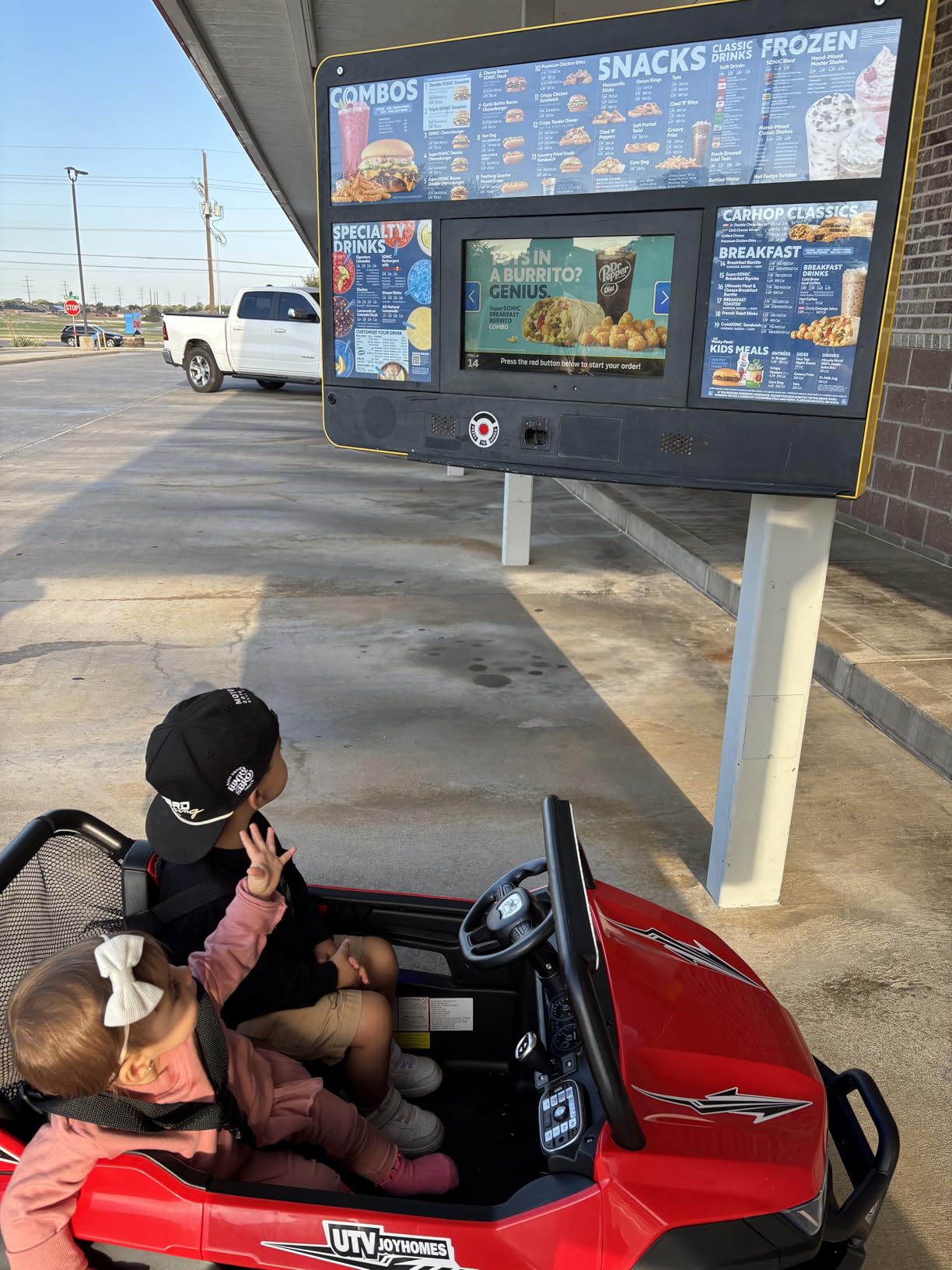 Costzon 2-Seater Ride on Car for Kids, 12V Kids' Electric Vehicles w/Remote Control, 4 Shock Absorbers, Wireless Music & FM, 3 Speeds, Ambiance Lights, Electric Car UTV for Boys Girls (Red) customer photo 2
