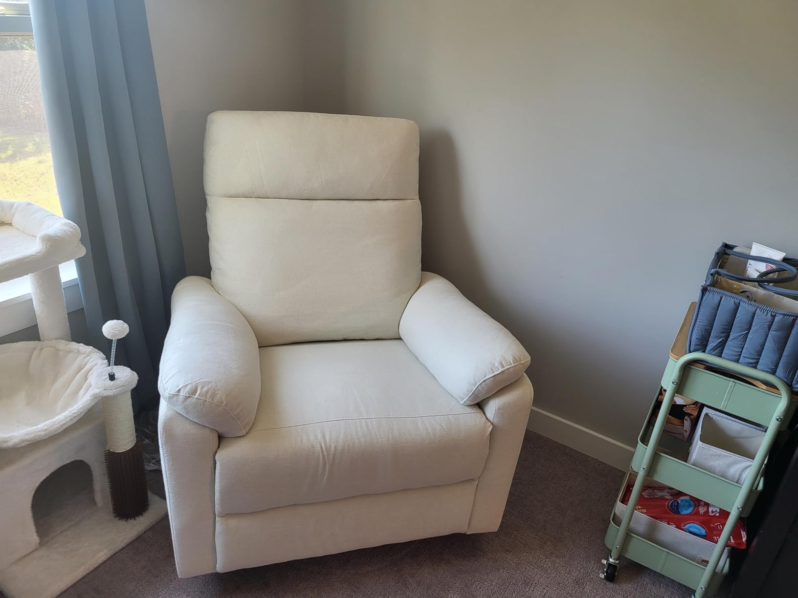 Suzy Glider Recliner Nursery Chair - Glider Rocking Chair for Nursery and Living Room - GREENGUARD Gold, FSC & Certi-PUR US Certified - 360 Swivel Rocker Recliner Chair (Frost Grey) customer photo 2