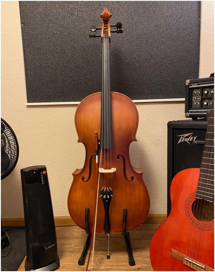 Ktaxon 4/4 Ebony Fitted Cello, Acoustic Cello Full Size with 7mm Padding Cello Case, Extra String, Bridge, Bow and Rosin for Beginner Adult (Matte) customer photo 1