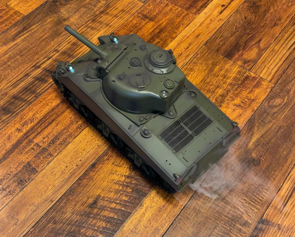 Heng Long US in Stock, RC Tank 3898 RTR 2.4G 1/16 7.0 Upgraded M4A3 Sherman Metal Tracks Smoking Generator 340 Rotating Turret Infrared Combat BB Pellets BB Shooting Airsoft Tank customer photo 1