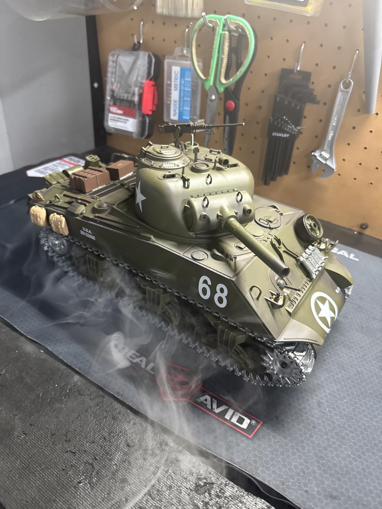 Heng Long US in Stock, RC Tank 3898 RTR 2.4G 1/16 7.0 Upgraded M4A3 Sherman Metal Tracks Smoking Generator 340 Rotating Turret Infrared Combat BB Pellets BB Shooting Airsoft Tank customer photo 2