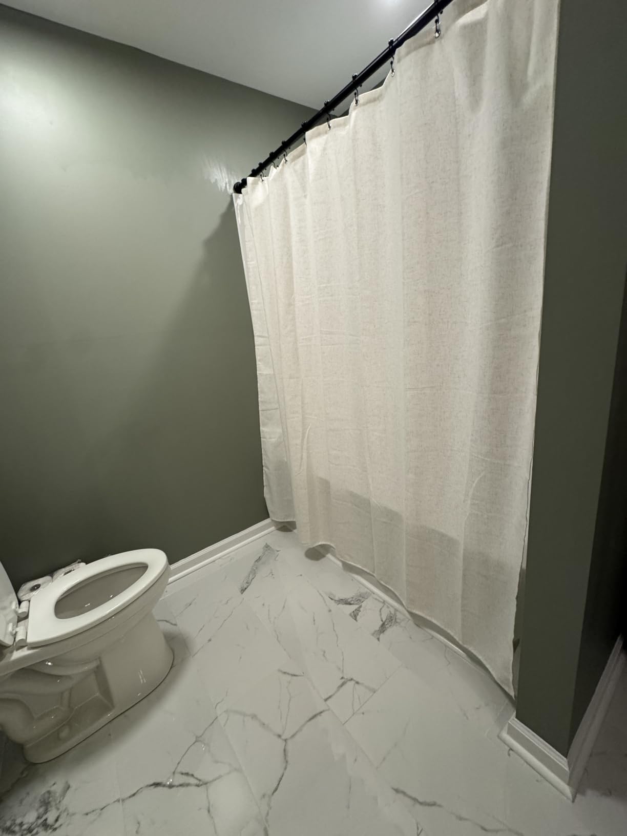 Naturoom Linen Shower Curtain, Country Boho Farmhouse Bath Decor Beige Ivory Shower Curtains for Bathroom Neutral Cloth Weighted Textured Fabric Bath Curtain Liner with Hooks, Natural Cream, 72 Inch customer photo 1