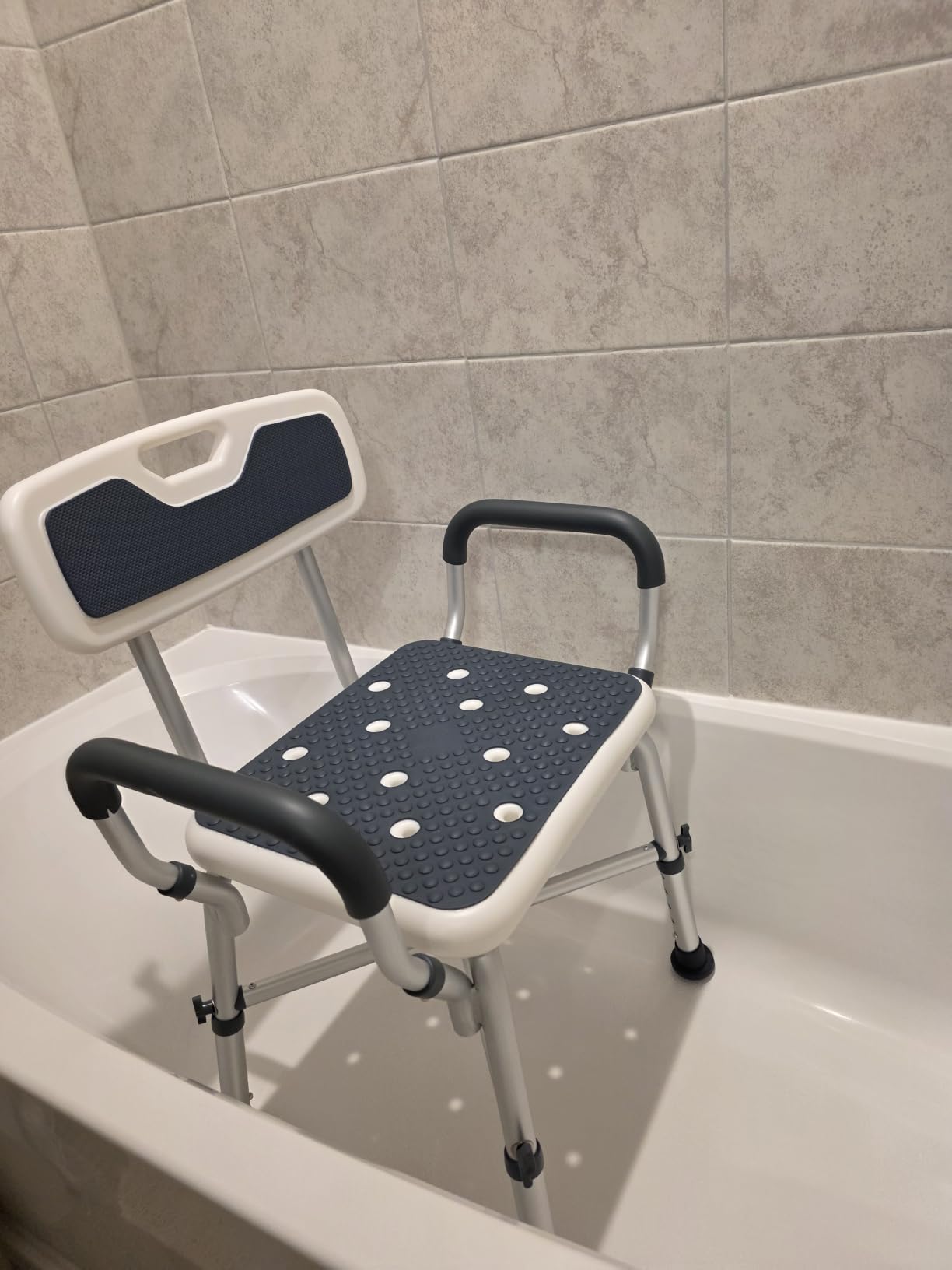 PELEGON Shower Chair for Elderly and Disabled (450lb) with Padded Armrests and Back, Adjustable Height Shower Seat, Heavy Duty Shower Chairs for Inside Shower, Handicap - Blue customer photo 1