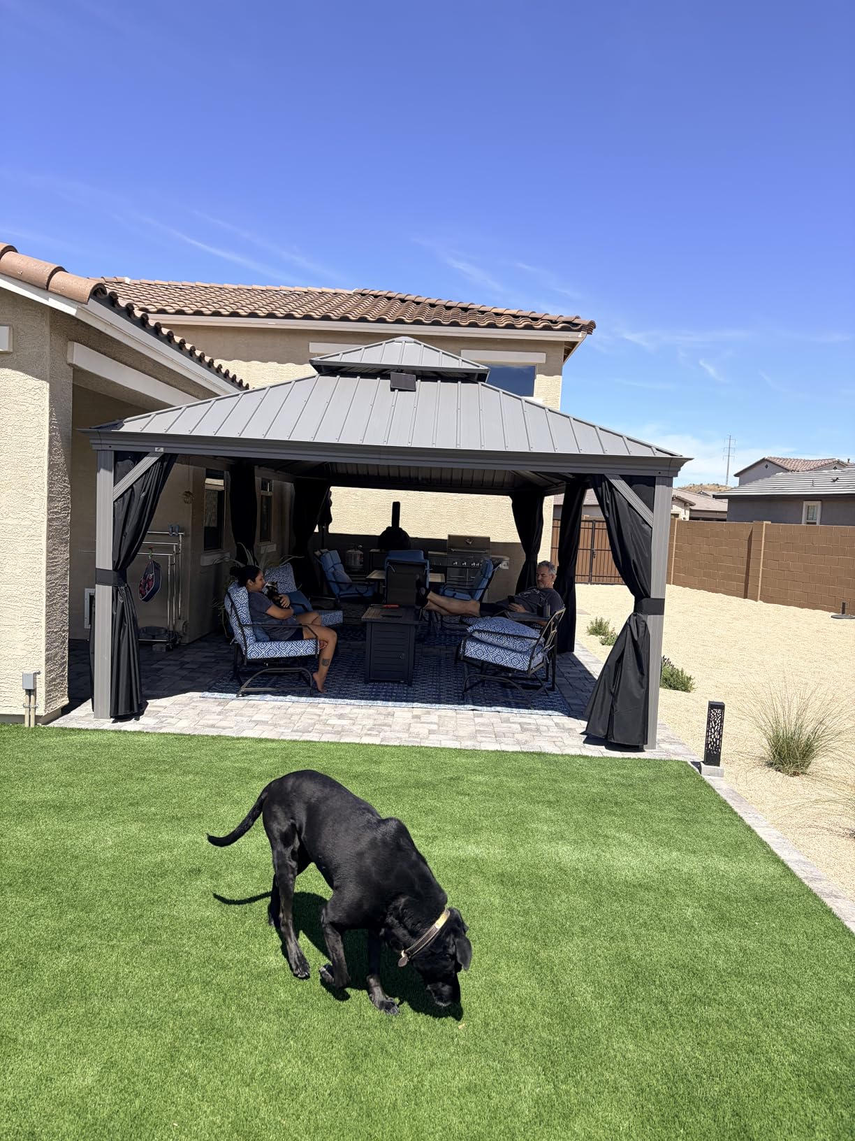 PURPLE LEAF 10' X 12' Outdoor Hardtop Gazebo with Galvanized Steel Double Roof Aluminum Frames Heavy Duty Permanent Pavilion Gazebo for Patio Deck Garden,Netting and Curtains Included, Light Grey customer photo 1