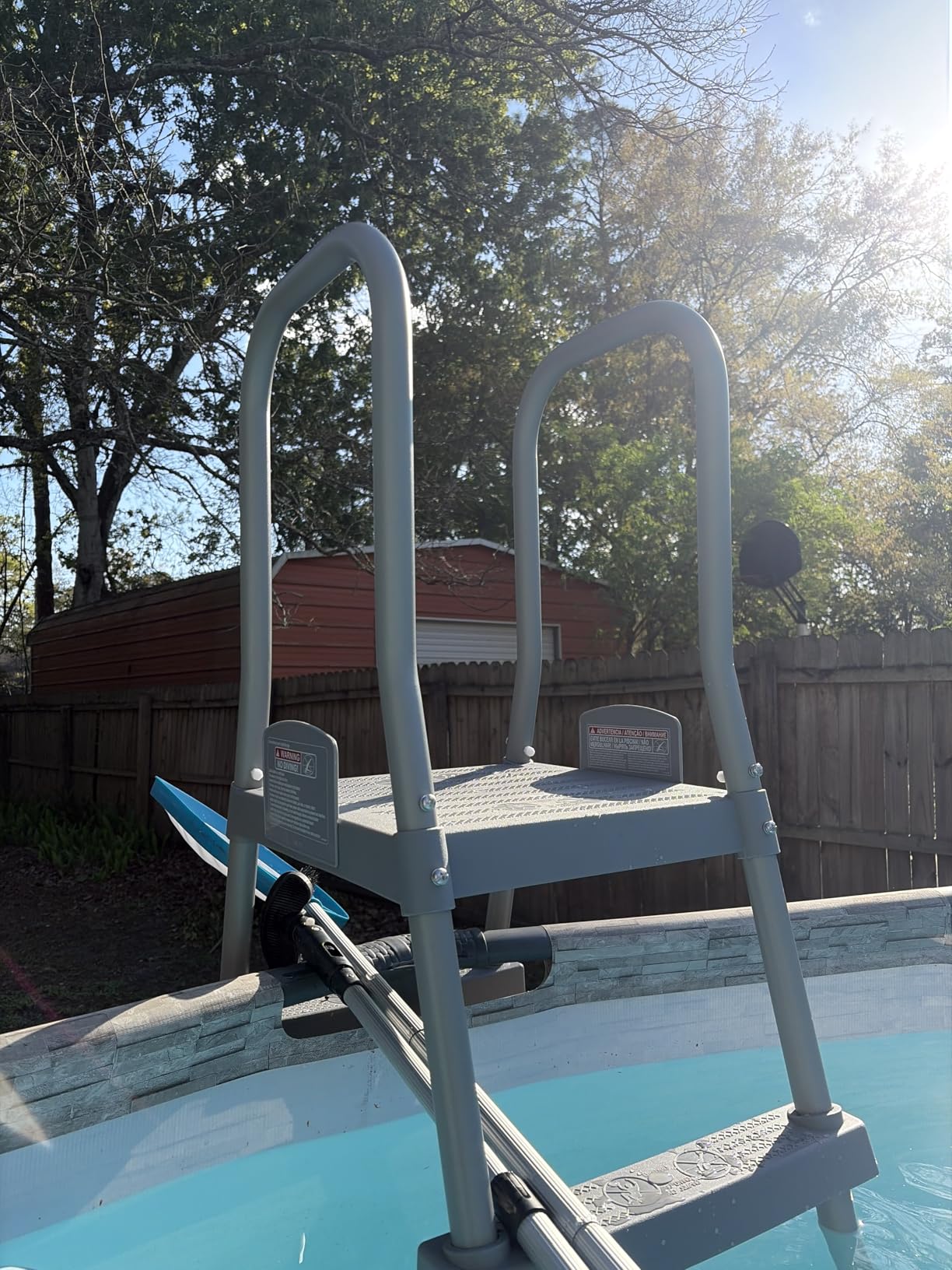 Bestway Flowclear 52 Inch Versatile Metal A Frame Above Ground Swimming Pool Ladder with Heavy Duty Plastic Double Sided Steps customer photo 2