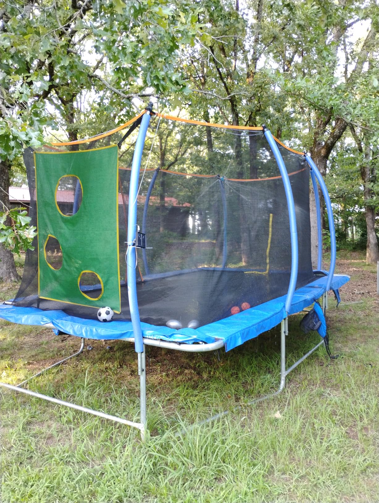 Lyromix 14FT & 16FT Outdoor Rectangle Trampoline for Kids & Adults, Curved Poles, Pumpkin Color, Light, Sprinkler, Soccer & Storage Bag customer photo 1