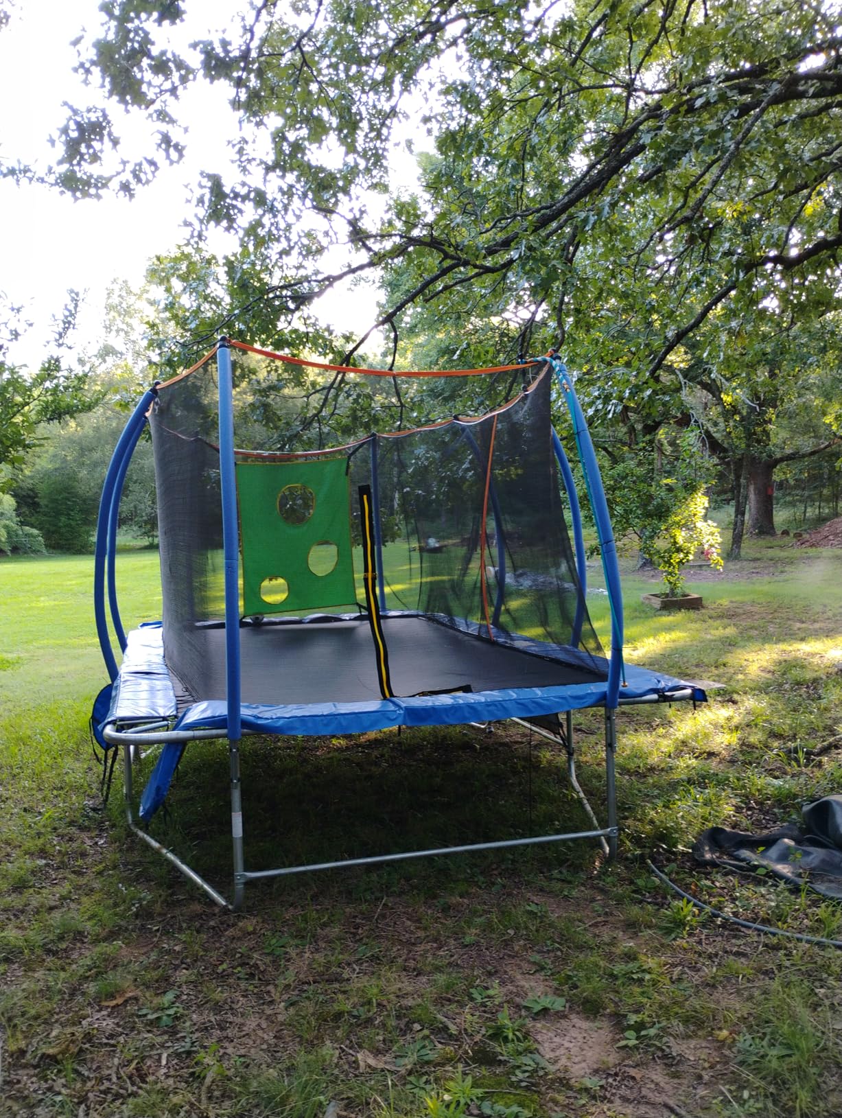 Lyromix 14FT & 16FT Outdoor Rectangle Trampoline for Kids & Adults, Curved Poles, Pumpkin Color, Light, Sprinkler, Soccer & Storage Bag customer photo 2