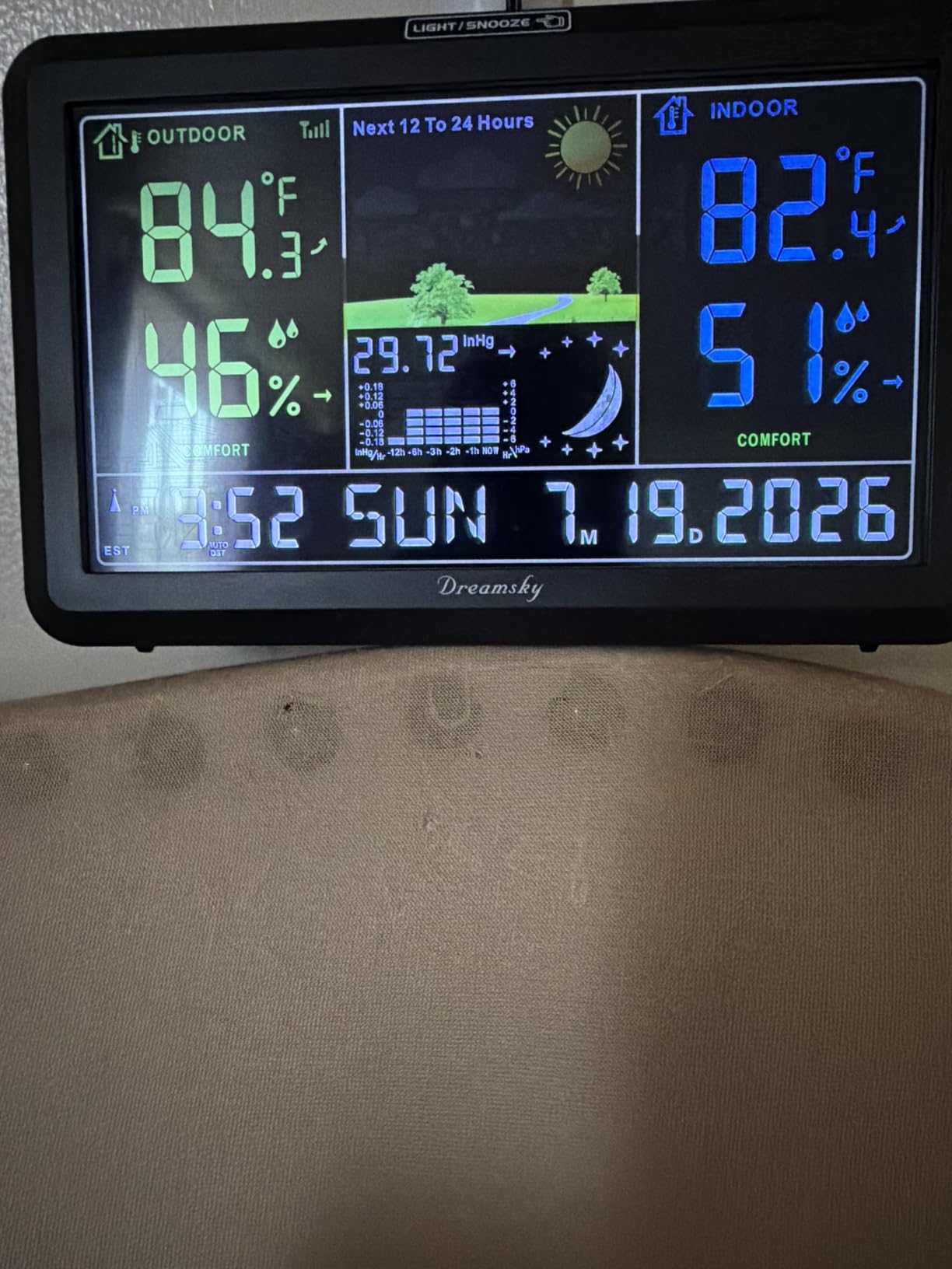 DreamSky Weather Station Indoor Outdoor Thermometer Wireless, Atomic Clock | Digital Large Display with Backlight Dimmer, USB Port, Inside Outside Temperature Humidity Monitor for Home (Plug-in) customer photo 1