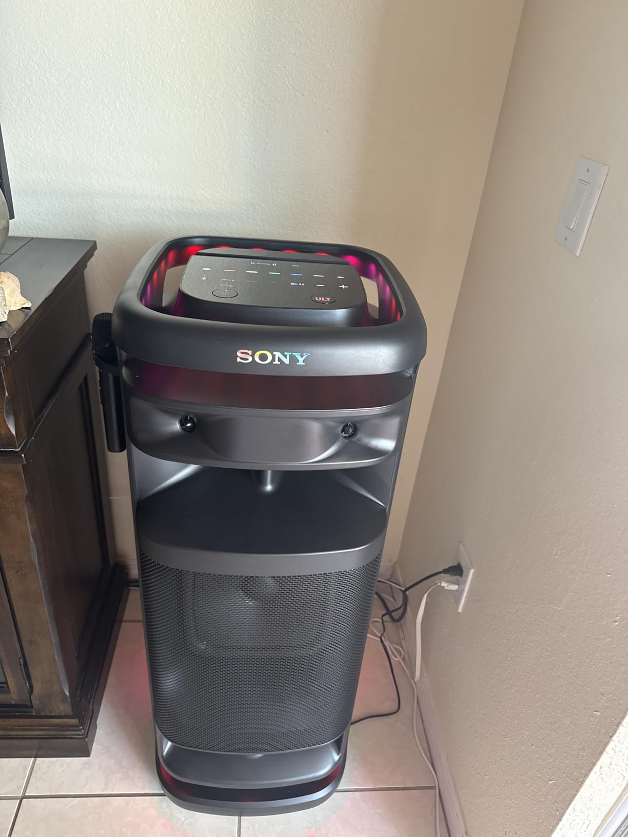 Sony ULT Tower 10 Bluetooth Karaoke Party Speaker with Powerful Bass, 360 Degree Sound and Party Lights, Included Wireless Microphone customer photo 1