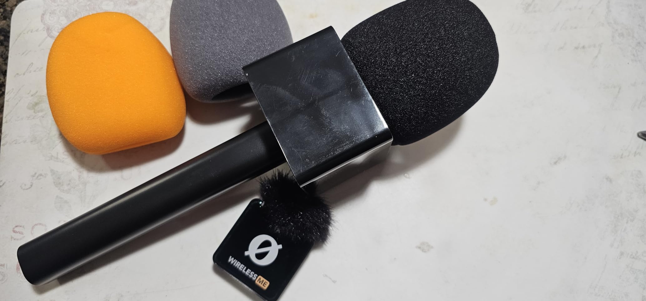 Handheld Adaptor for Interview Mic, Wireless Mic, Lavalier - Compatible with DJI Mic Series, Rode, TP20 Microphone Stand with Flag Station, Foam, Rig for Vlogging, Reports customer photo 2