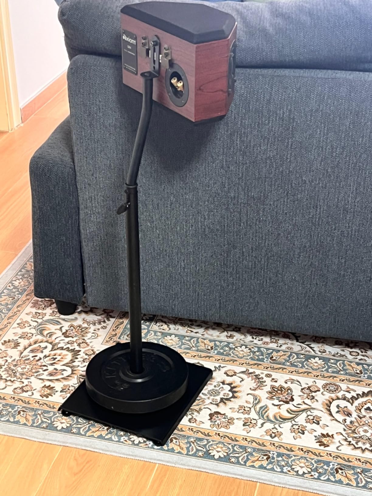 USX MOUNT Bookshelf Speaker Stands Pair, Height Adjustable Extends 32-42 inch for Rear Surround Sound Speakers, Floor Satellite Speaker Stands for Vizio Bose Sony JBL Klipsch Polk, Max Load 11 lbs customer photo 2