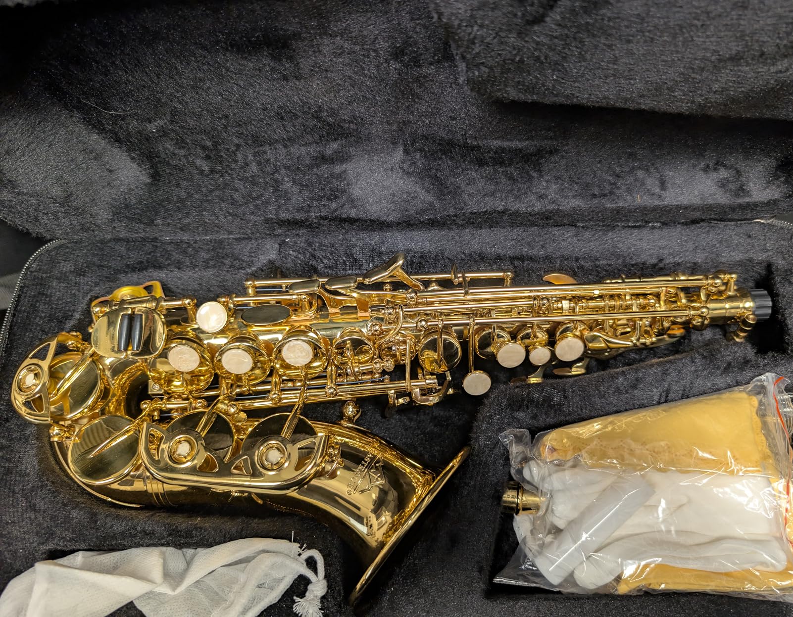 EASTROCK Bb Soprano Saxophone Straight Nickel Sax for Beginners Students Intermediate Players with Carrying Case, Mouthpiece, Pads, Reed, Cleaning Kit, Neck Strap, White Gloves customer photo 1