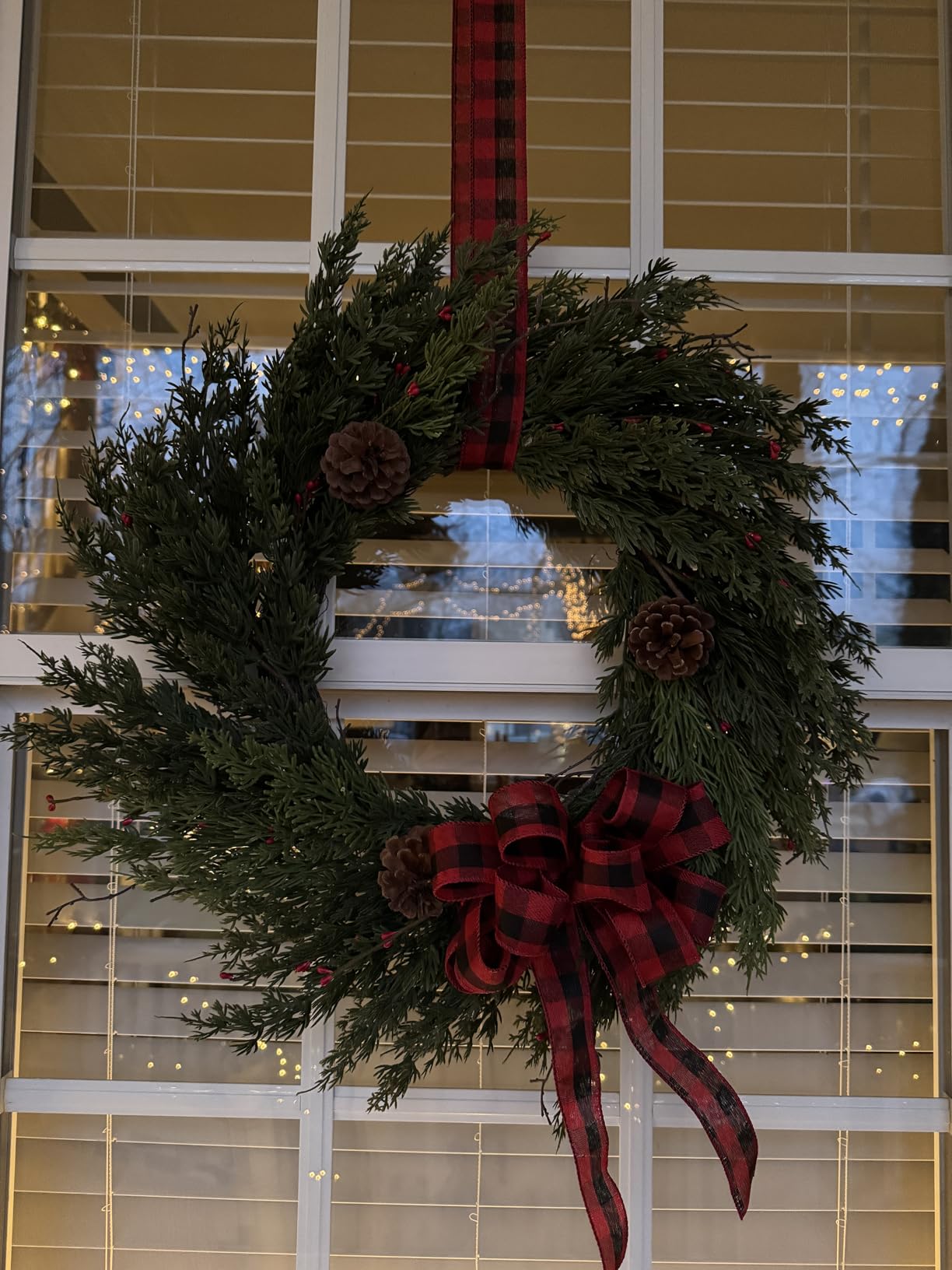 Real Touch Pine Christmas Wreath 24 Inch Christmas Wreaths for Front Door Winter Wreath Artificial Green Wreaths Outdoor Christmas Decorations Indoor Outside Window Home Holiday Thanksgiving customer photo 1