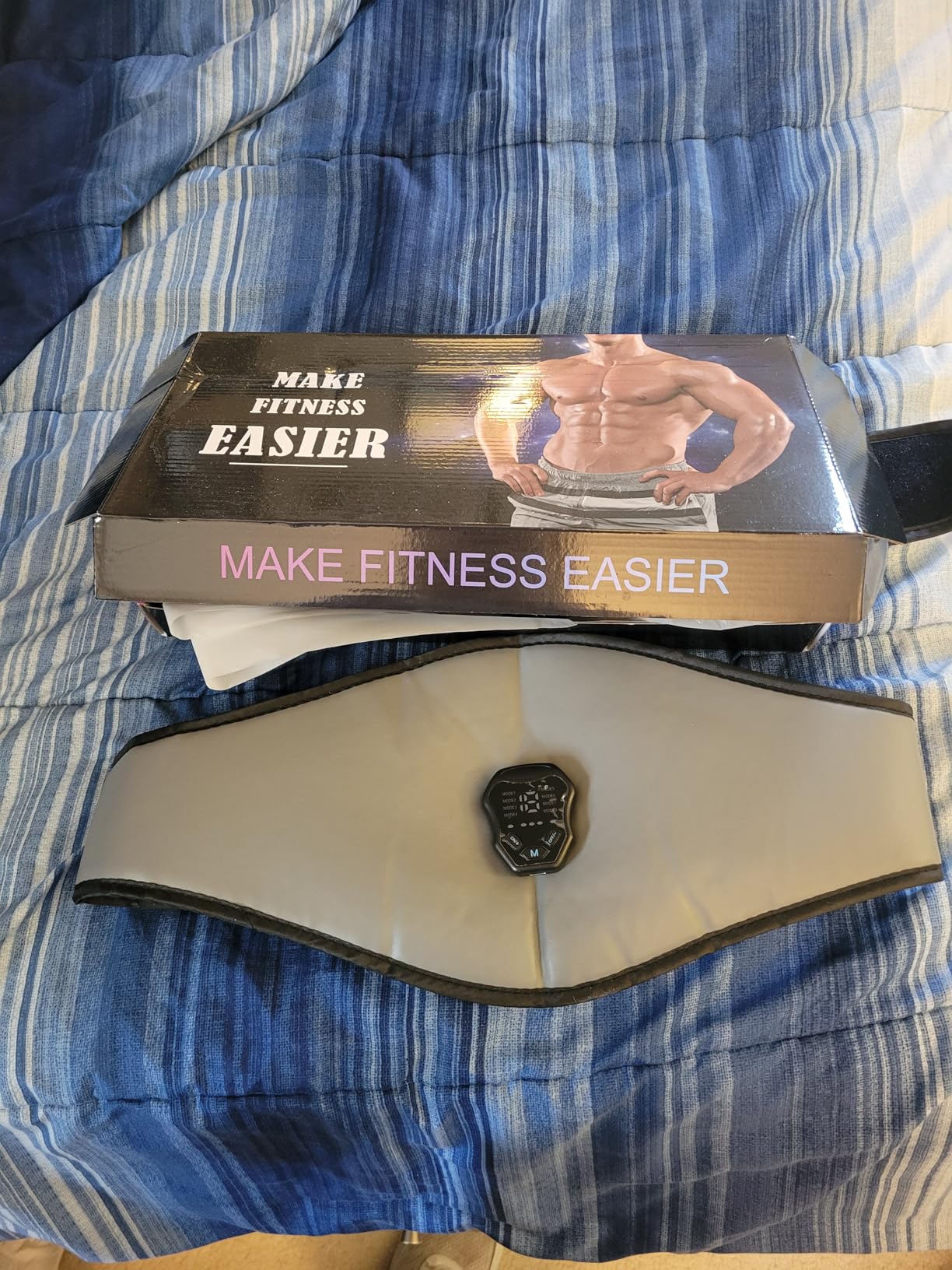 NEWPINE Fitness Belt, Powered Muscle Stimulator for Home Use, for Muscle Conditioning Grey customer photo 2