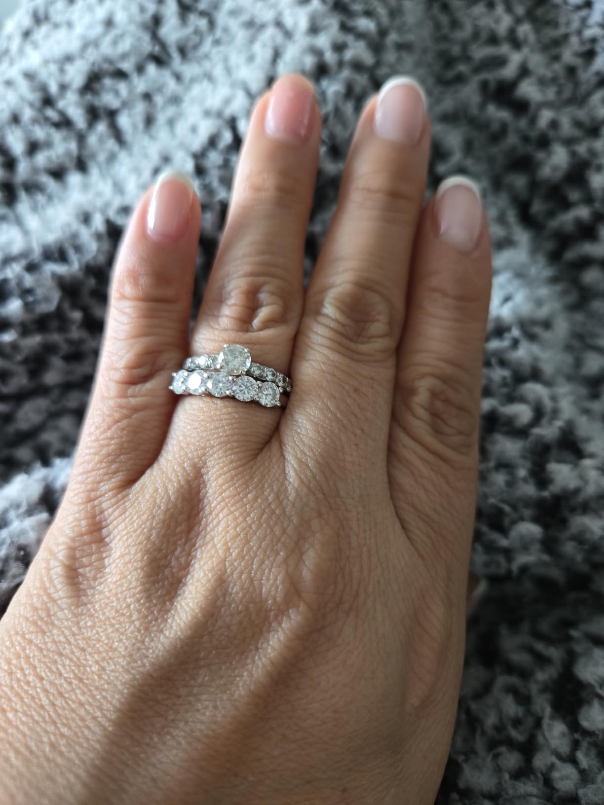 CADYNO 14K White Gold/Yellow Gold Half Eternity Ring, 0.7-1.5 CTTW Moissanite Lab Grown Created Diamond, D Color and VVS, Solid Real Gold Wedding Ring for Women customer photo 1