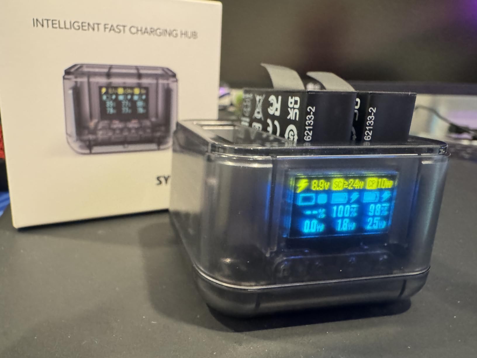 SYMIK Battery Charger for Insta360 Ace Pro 2, 24W Triple-Slot Charge Hub | OLED Display, Intelligent PD Fast Charging Hub for Insta 360 Ace Pro 2, Ace Pro, Ace Battery Accessory, Shows Battery Level customer photo 1