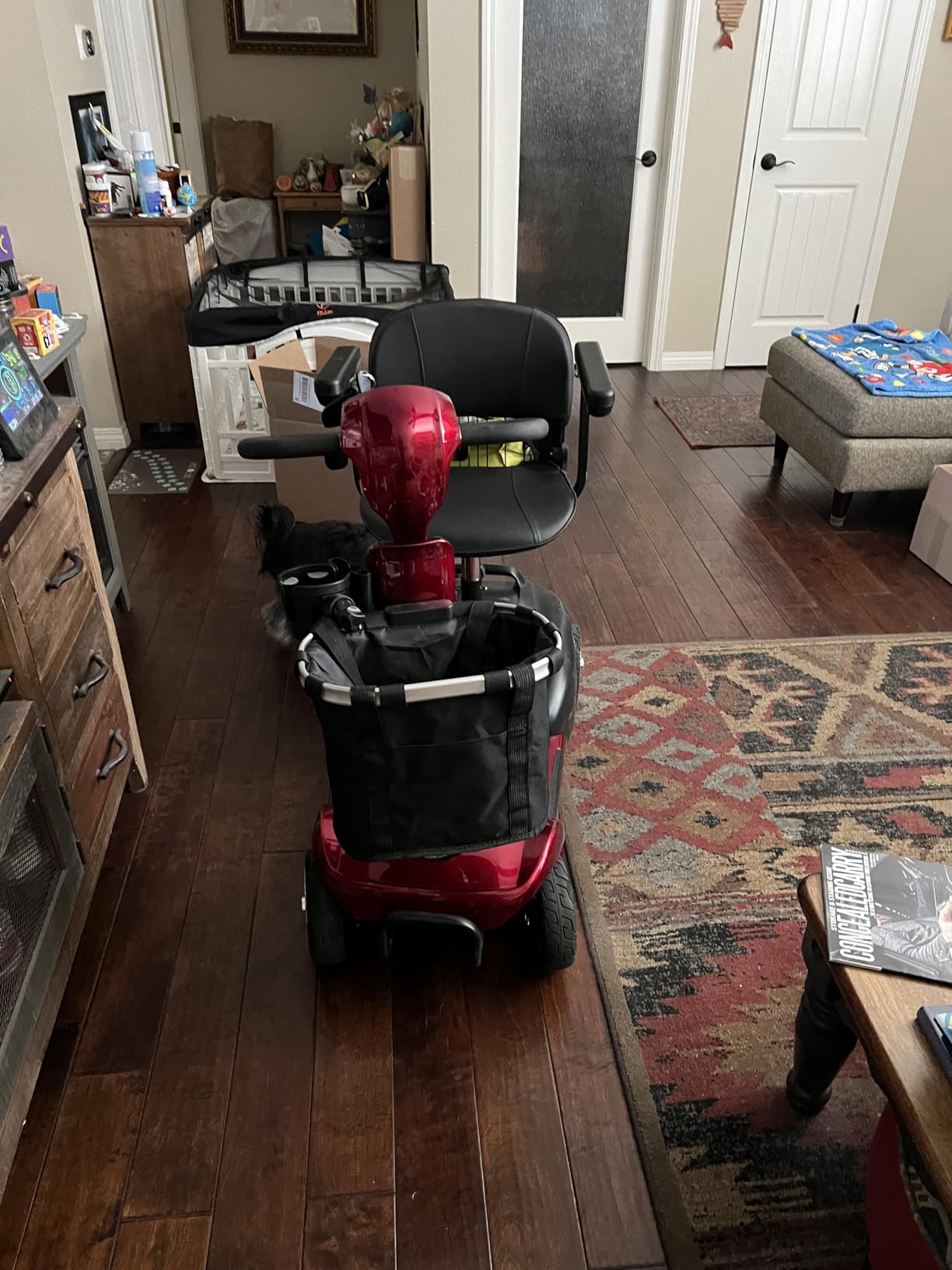 20 Miles 4 Wheels Mobility Scooter for Seniors/Adults Up to 300LBS,350W Electric Wheelchair Detachable Lithium Battery,Dual Baskets,Rotating Seat,with Taillight, USB Charging, Red 18AH customer photo 2