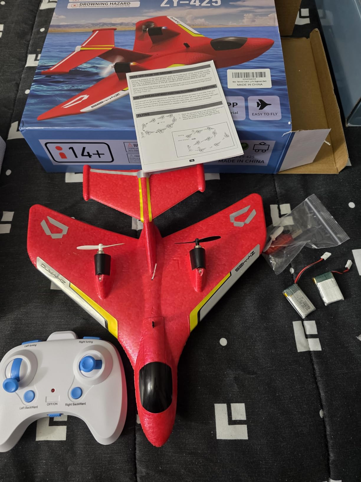 Remote Control Wireless Airplane Toy, Gravity Gliders Airplane With Lights, Rc Plane For Water Land & Air, Rc Float Plane, 2.4G 2 Channels Rc Remote Control Fighter Model Toy For Adults Kids (Red) customer photo 1