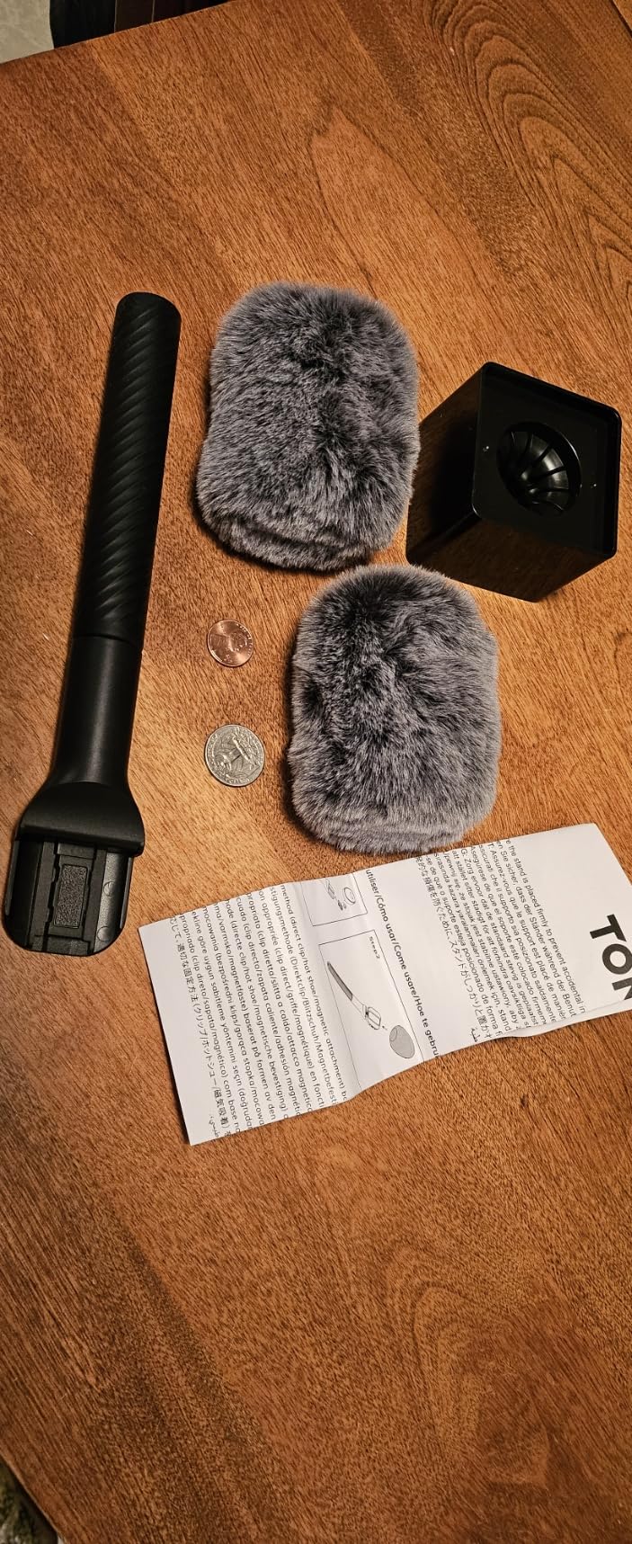 TONOR Wireless Mic Handle Compatible with DJI, RODE, Hollyland, Adjustable length Microphone Stand for ALL Lavalier Mic, Channel Flag Box, Rubber Grip, Wind Muff for Vlog, Reports, Interview, TP40 customer photo 1