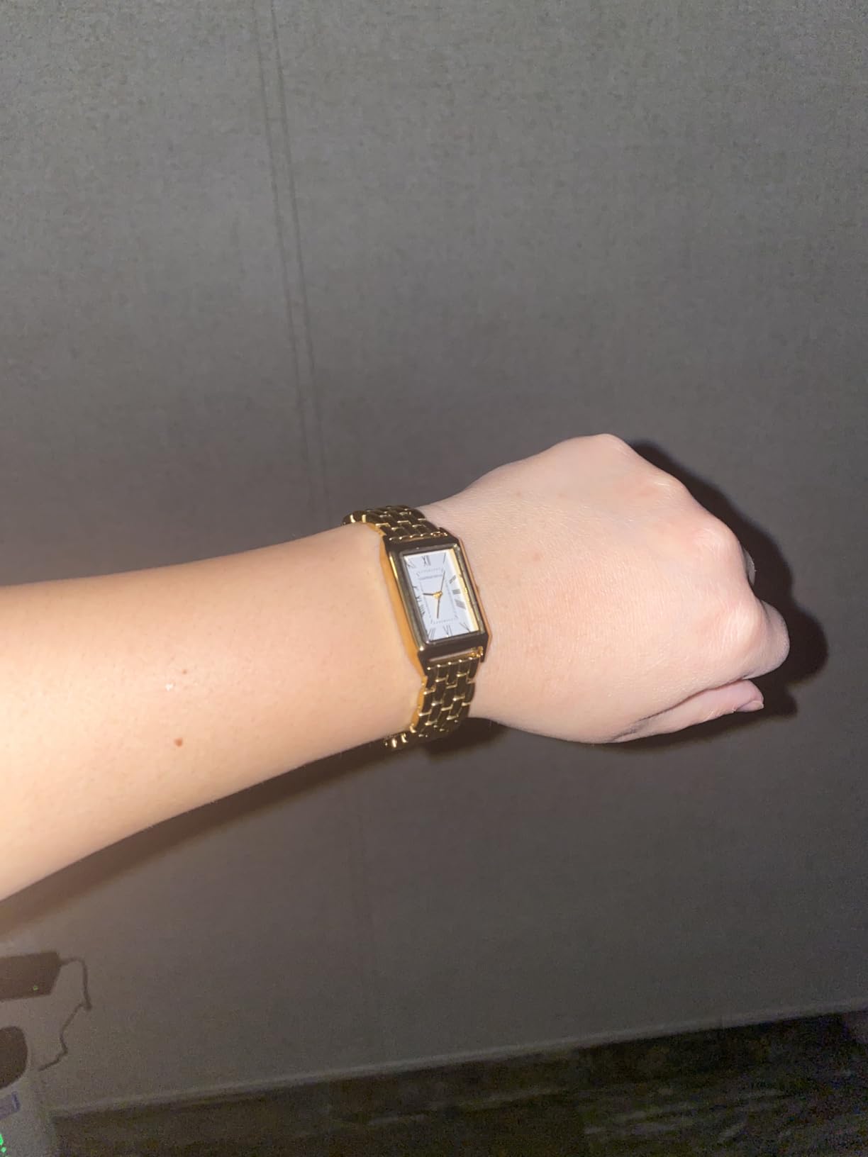 Gold Watches for Women with Vintage Rectangular Case, White Roman Dial, Stainless Steel Band, Adjustment Tool Included, Water Resistant customer photo 2