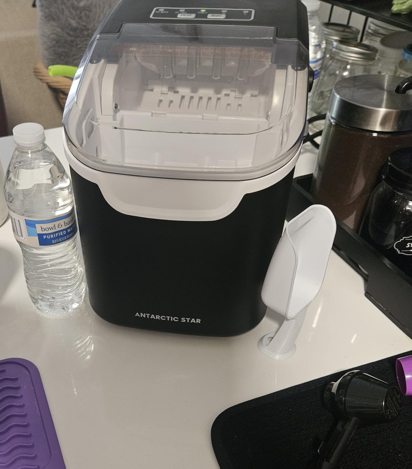 Countertop Ice Maker Machine, 8 Ice Cubes in 6 mins, 26lb/Day Ice with 2 Sizes- Portable Mini, Energy Saving & Basket/Scoop for Home/Party/Travel/Camping/Bar,Black customer photo 1