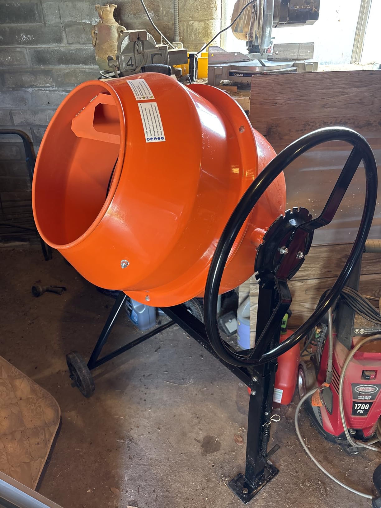 SPECRAFT Electric Cement Mixer, 4.9 Cu.Ft Stand and Wheels Concrete Mixer | 550W 110V Motor Durable Mixing Drum Mortar Stucco Feed Residential Construction Farm Garden Use customer photo 1