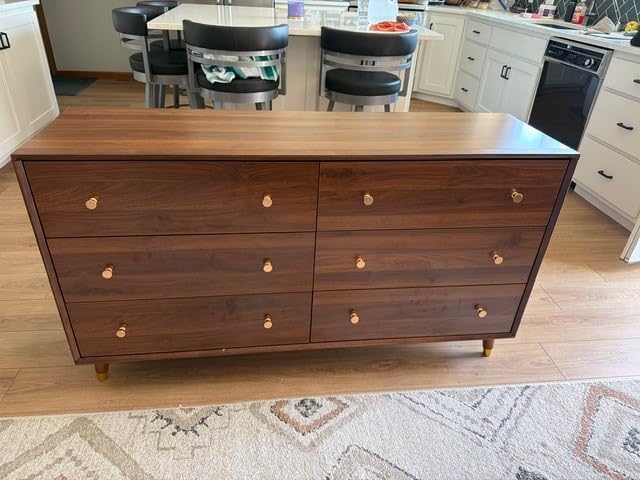 Messenya 9 Drawer Dresser for Bedroom, 63 Inch Walnut Dresser for Closet, Mid Century Wood Chest of Drawers with Natural Texture & Pre-Embedded Slots for TV Stand, Living Room, Hallway, Office customer photo 2