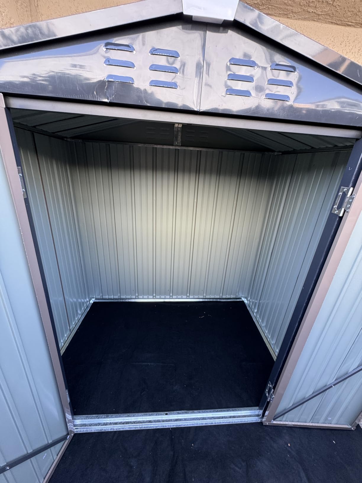 JUMMICO 10 x 10 FT Outdoor Storage Shed, Large Metal Garden Shed & Tool Sheds for Backyard Garden Patio Lawn (Brown) customer photo 2