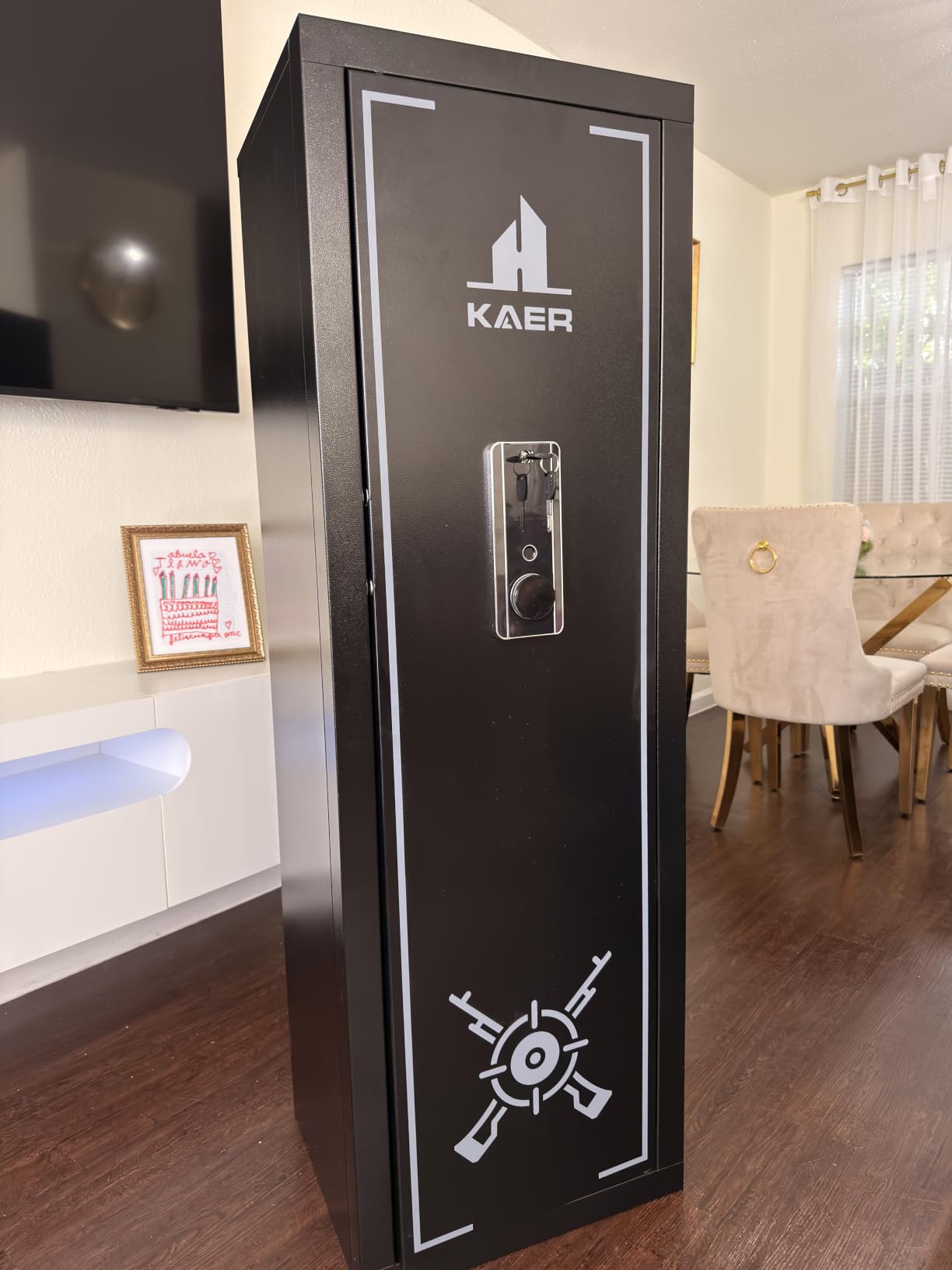 KAER Biometric Gun Safe Rifle, Gun Safes for Rifles and Pistols Holds 14-15 Firearms with Adjustable Racks & Pistol Storage, Fingerprint Keypad Lock Gun Cabinet for Home & Hunting Enthusiasts customer photo 1