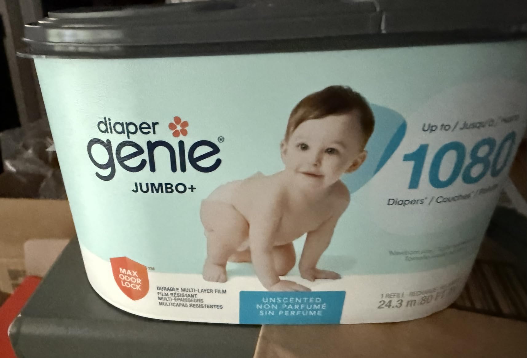 Diaper Genie Premier Diaper Pail Gift Set | Hands-Free Odor Control with Foot Pedal | Includes 2 Jumbo+ Refills customer photo 1