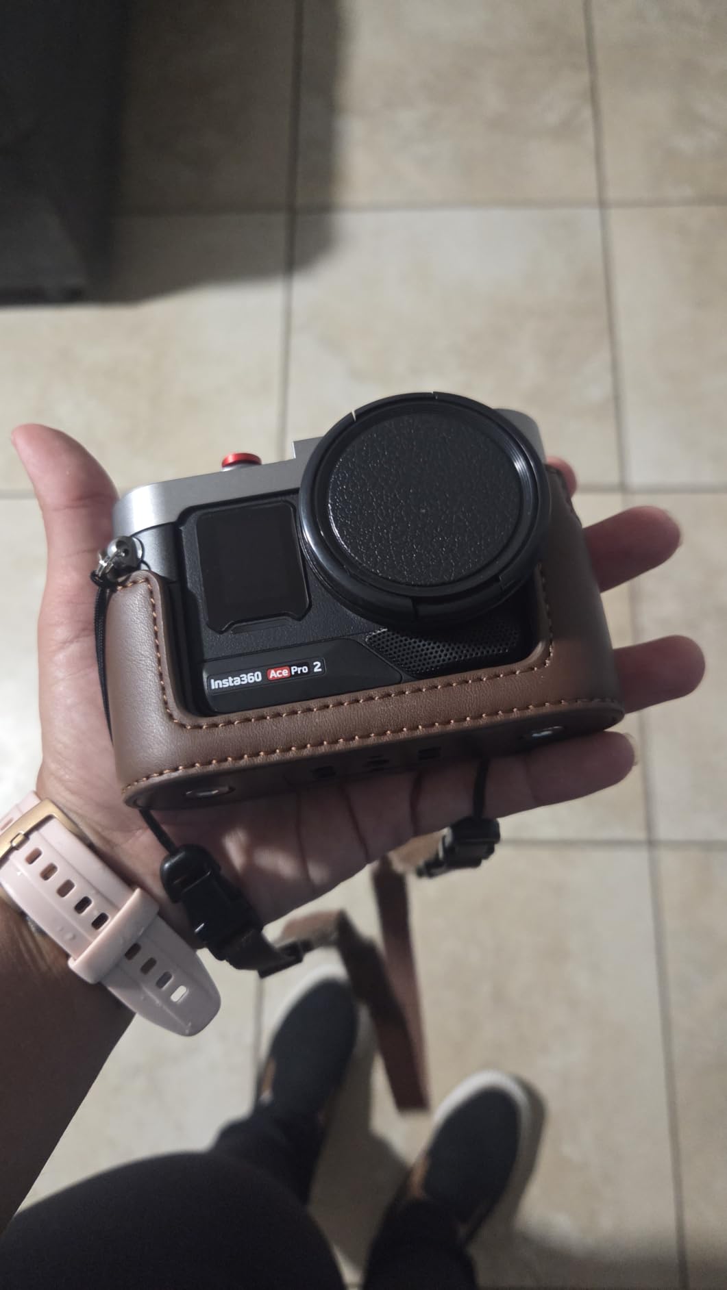 MOVMAX Vintage Camera Cage for Insta360 Ace Pro 2 with Carrying Strap, Aluminum Alloy Metal Case with Retro Soft Leather, Cold Shoe, Insta 360 Ace Pro 2 Accessories customer photo 1