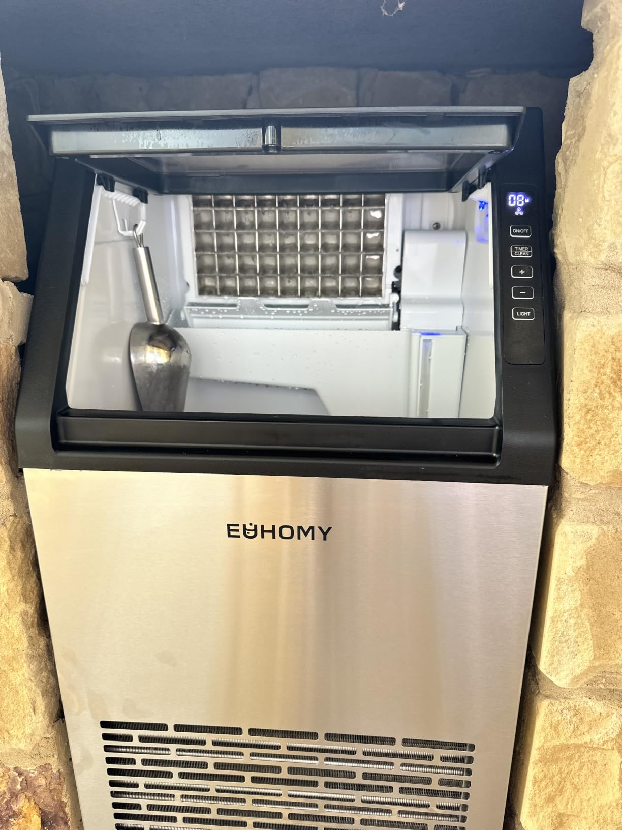 EUHOMY Commercial Ice Maker Machine, 120lbs/24H Stainless Steel Under Counter Ice Machine with 33lbs Storage Bin, Freestanding Ice Maker for Home/Bar/Cafe/Restaurant customer photo 1