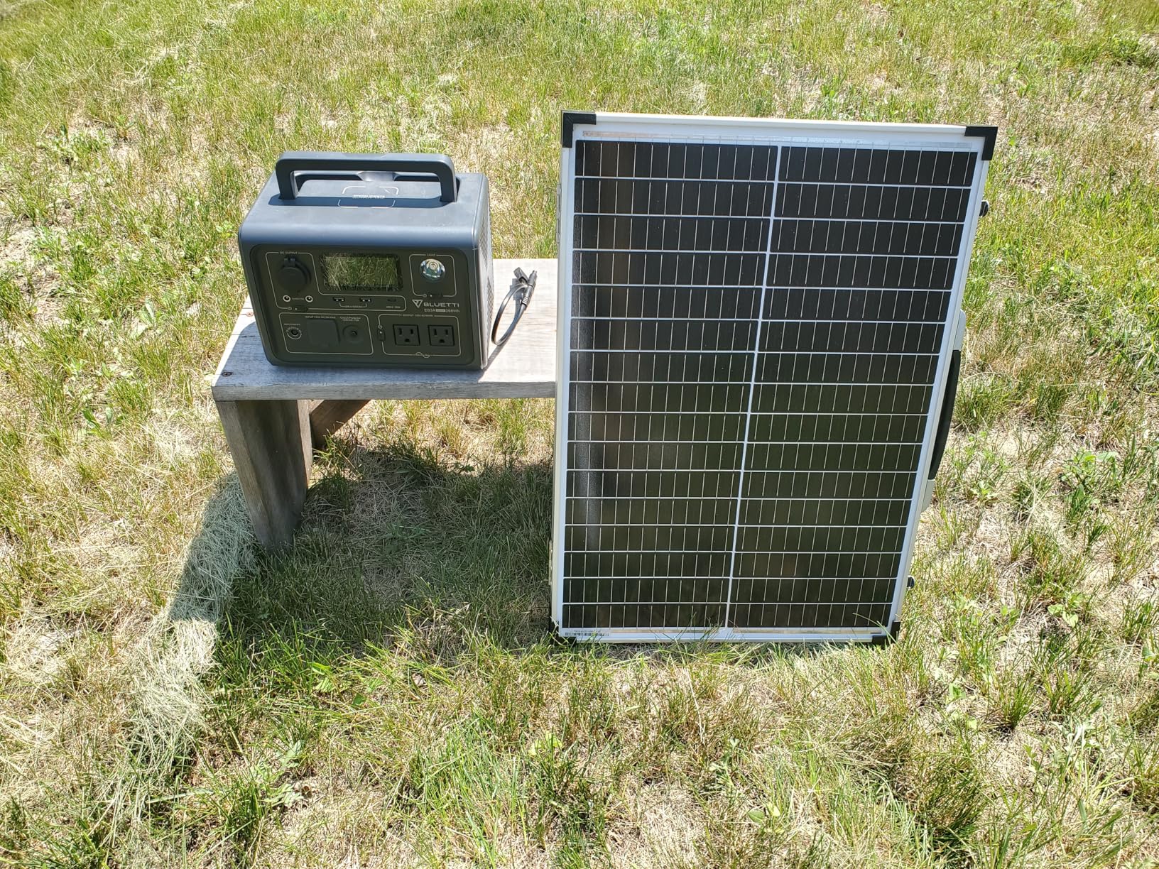 DOKIO 100W Portable Solar Panel Suitcase with Charge Controller, Gray | Suitcase folds to 24 x 20 in and weighs 10.1 lb; includes controller and dual USB; for 12V batteries, RVs, boats and camping customer photo 1