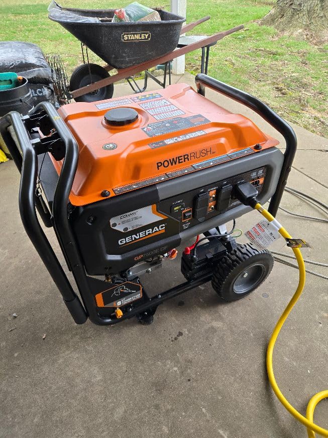 Generac 12,500 Starting Watt Tri-Fuel Portable Generator, Electric Start, Gas Propane Natural Gas, COsense Carbon Monoxide Detection, 9.5 Hour Runtime, Home Backup Emergency customer photo 1