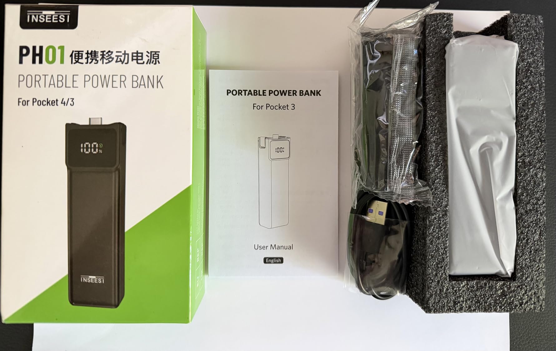 Battery Handle for DJI Osmo Pocket 3 / Pocket 4, Portable Battery Grip Pack for Xtra Muse Accessories with Mini Tripod, 5000mAh, 22.5W Fast Charging, 1/4