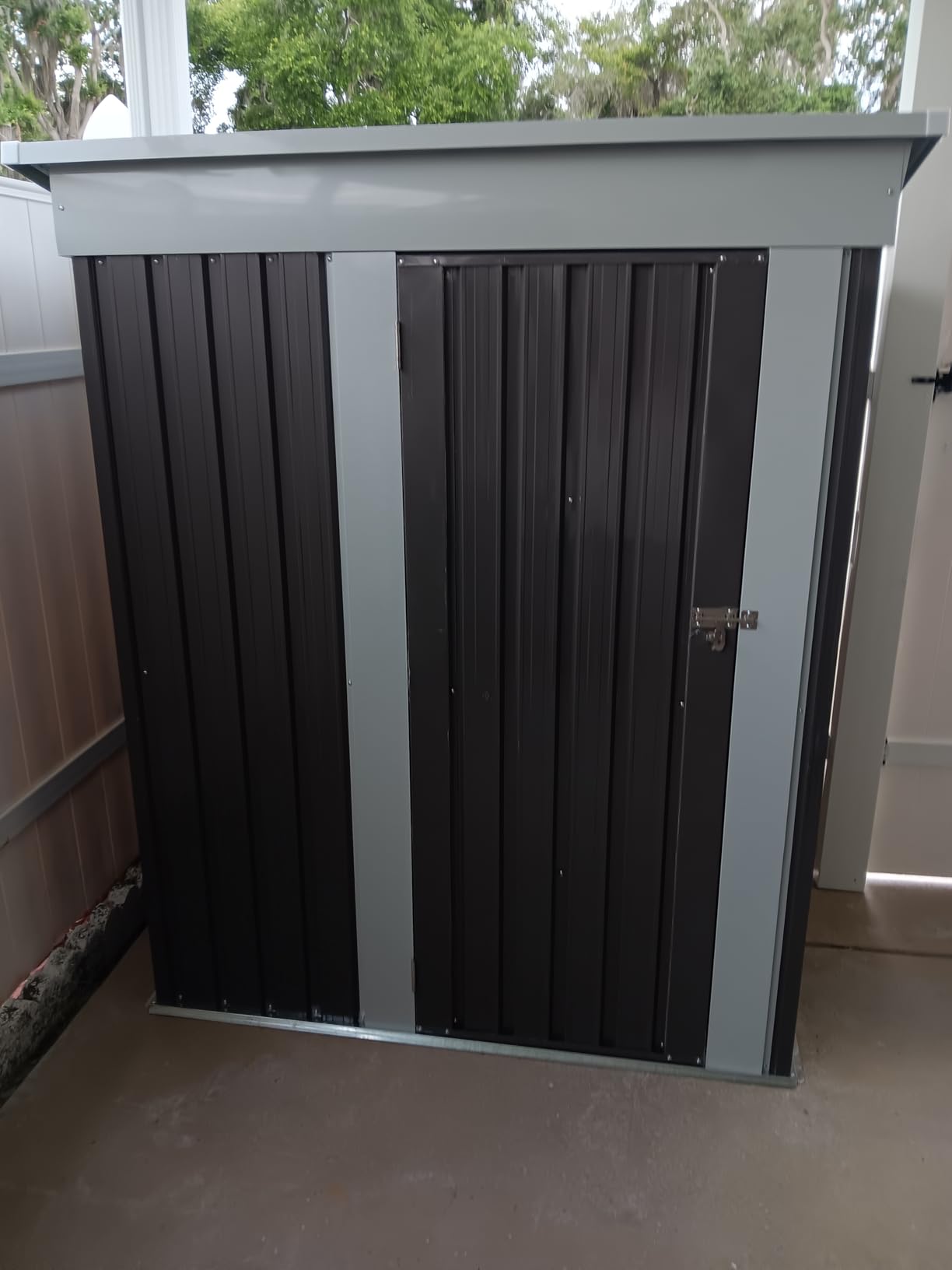 Patiowell 6x4 FT Outdoor Storage Shed with Floor Frame, Metal Garden Patio Sheds with Sloping Roof and Lockable Door, Waterproof Steel Tool Shed for Backyard Garden Lawn, Brown customer photo 1