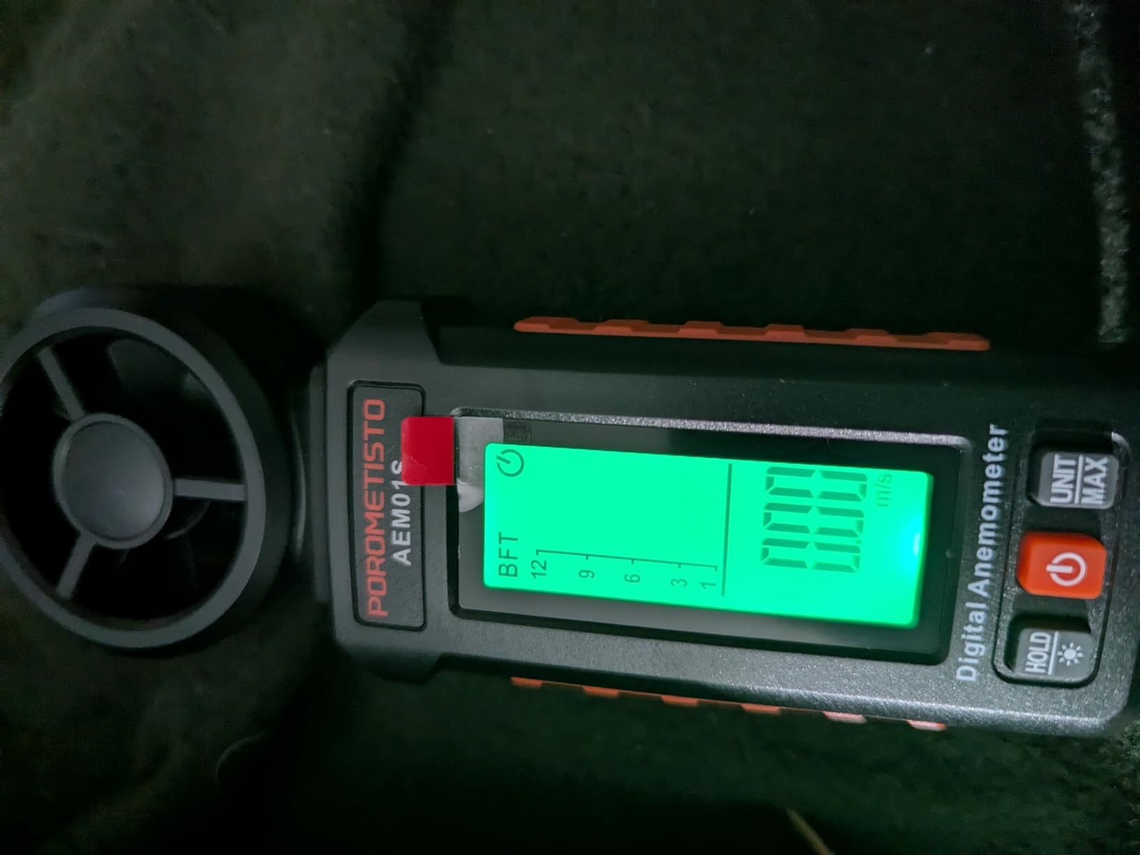 AEM01S Anemometer, POROMETISTO, Handheld Wind Speed Meter, Green Backlit & 3‑Color Alarm System, Non-Slip Housing Design, Compact and Portable, Ideal for HVAC Tools, Outdoor Sports, Sailing customer photo 2