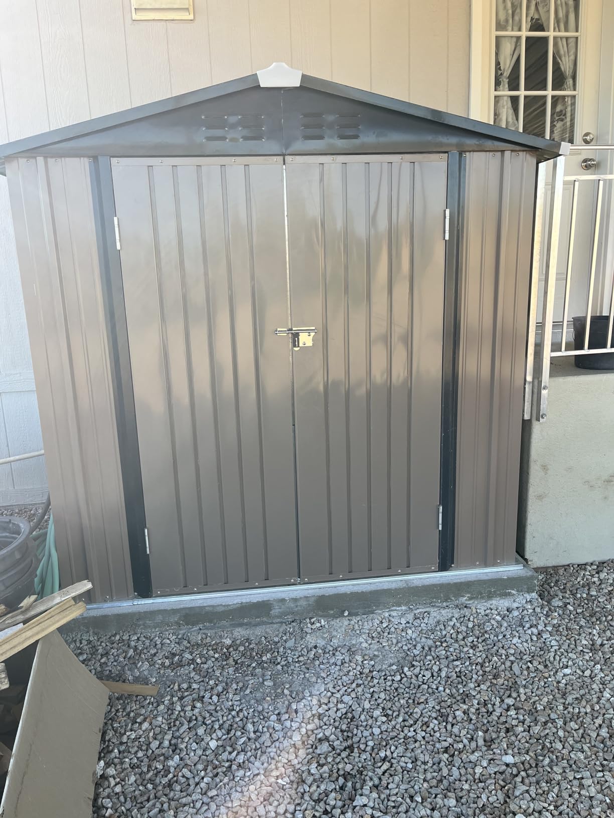 UDPATIO Outdoor Storage Shed 6x4 FT, Garden Resin Shed for Bike, Garbage Can, Tools, Outside Plastic Sheds with Floor for Backyard, Patio, Lawn, Grey & White customer photo 2