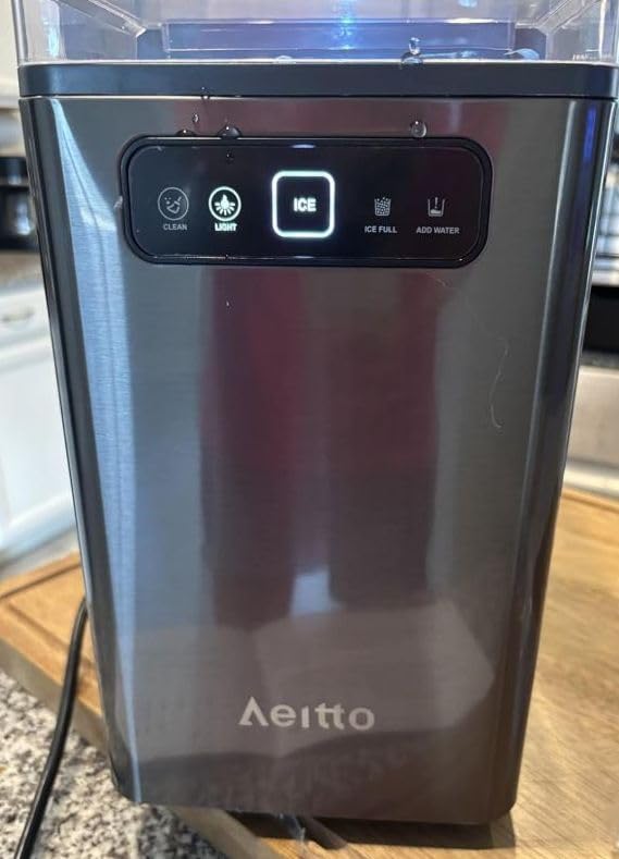 Aeitto Nugget Ice Maker Countertop, Pellet Ice Machine Soft Chewable Ice 40lbs/Day, One-Click Operation, Auto Self-Cleaning Crushed Ice Makers Stainless with Scoop for Home/Kitchen/Office (Grey) customer photo 2