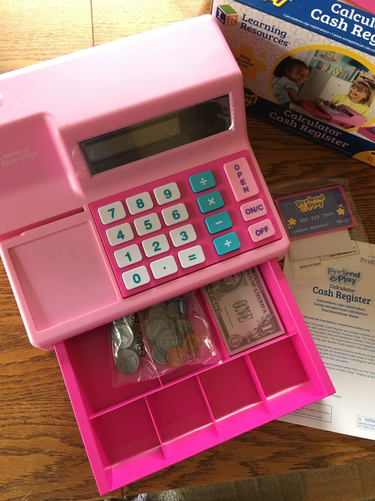 Learning Resources Pretend & Play Calculator Register Toy | Kids Play Set & Credit Card Toy, Register for Kids, Pretend Grocery Store Shopping Playset for Toddlers, Teaching Math Set customer photo 1