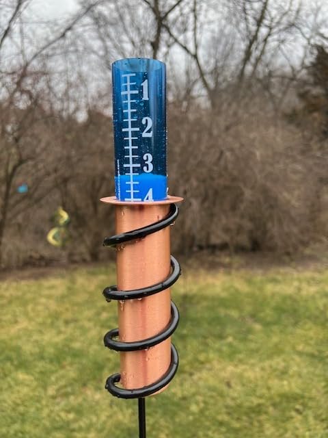 WCRG Copper Rain Gauge for Yard, Steel Stake - Outdoor Sprinkler Gauges, Shatterproof, Winter-Safe, Accurate, Decorative - The Original Floating Rain Gauge, USA Assembled & Designed customer photo 1