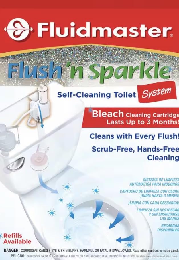 Fluidmaster Flush 'n Sparkle Automatic Toilet Bowl Cleaning System | Cleans with every flush, Includes bleach cartridge, Up to 3 months of hands-free cleaning, Installs in minutes customer photo 1