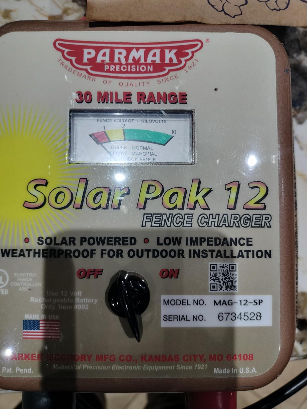Parmak Magnum Solar-Pak 12 Low Impedance 12 Volt Battery Operated 30 Mile Range Electric Fence Charger MAG12-SP customer photo 1
