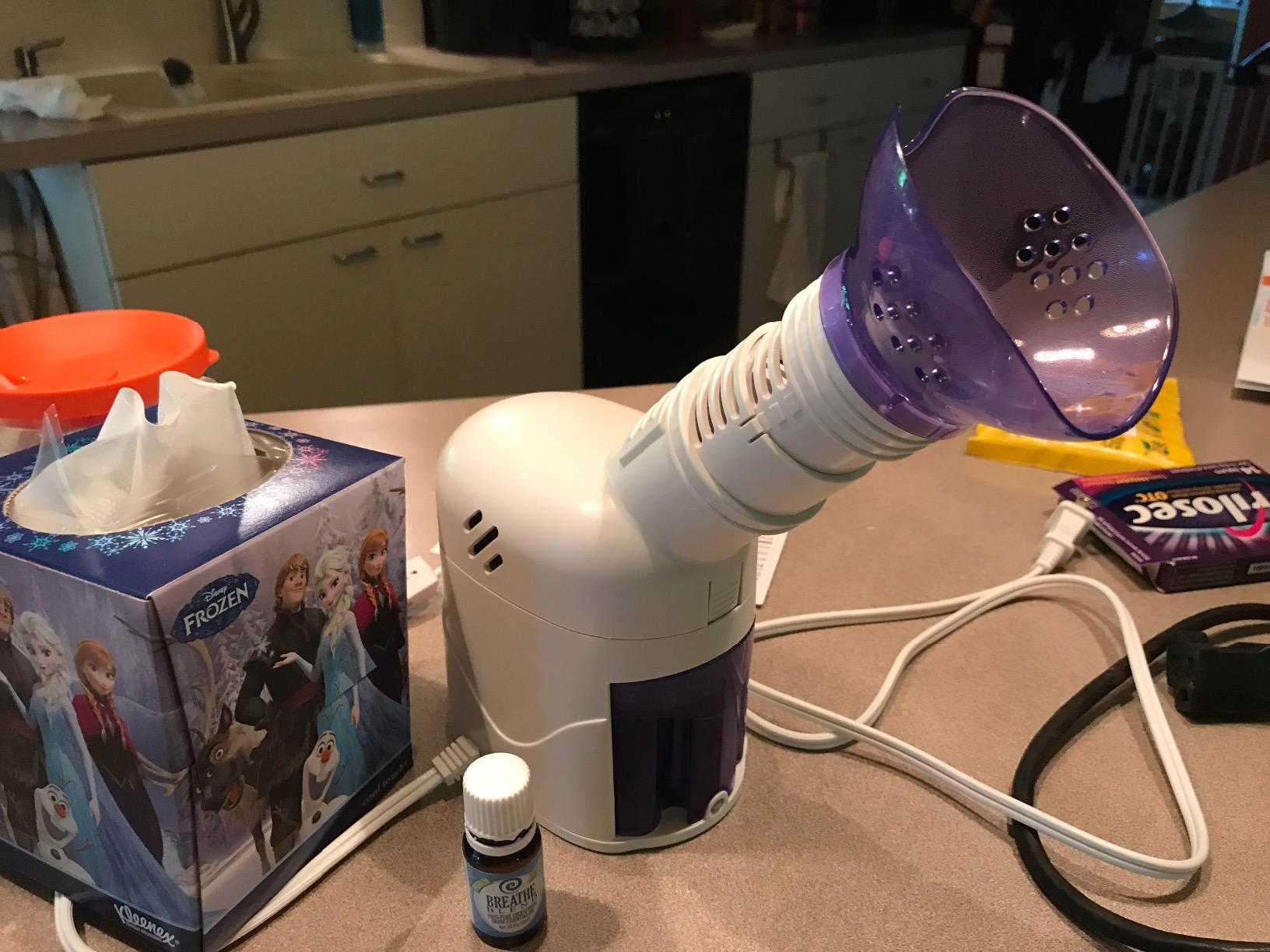 MABIS Facial Steamer, Steam Inhaler, Vaporizer or Vocal Steamer with Aromatherapy Diffuser and Soft Face Mask for Personal and Facial Steaming, 25mL customer photo 1