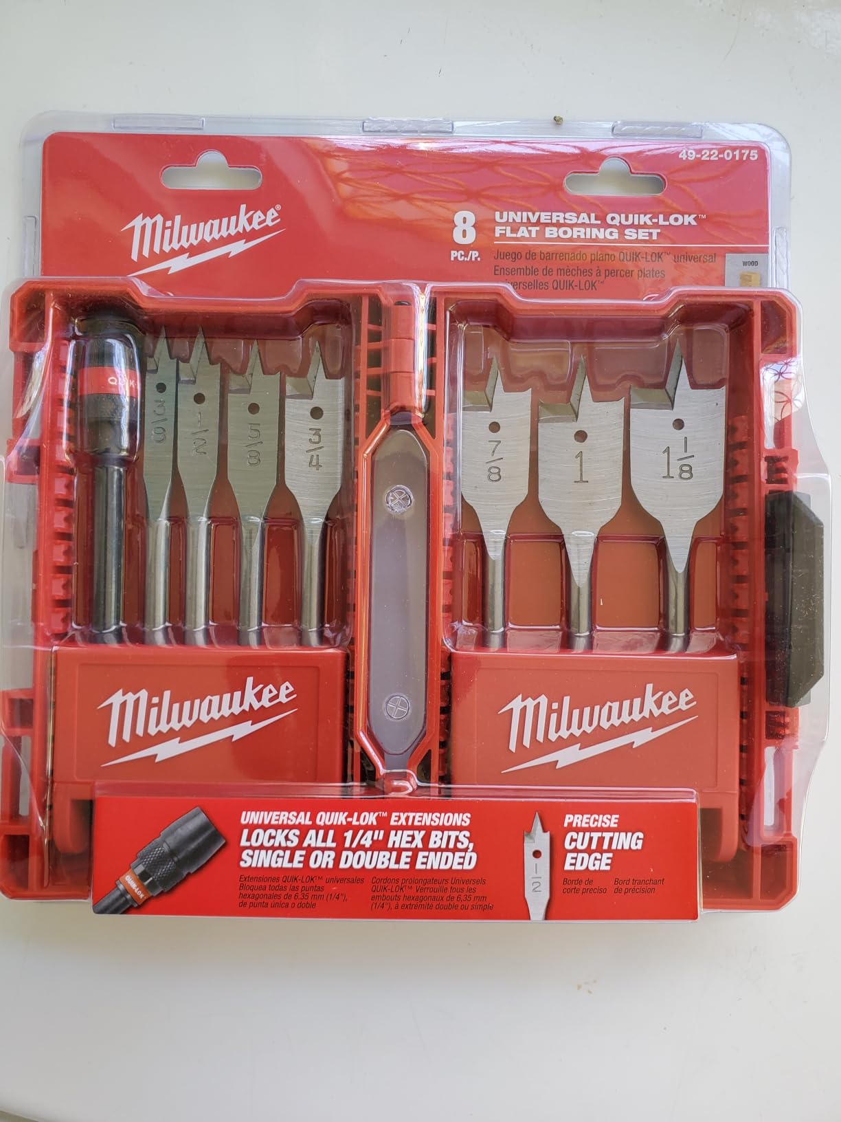 Milwaukee 49-22-0175 8-Piece Universal Quik-Lok Flat Boring Spade Bit Set w/ Carrying Case customer photo 1