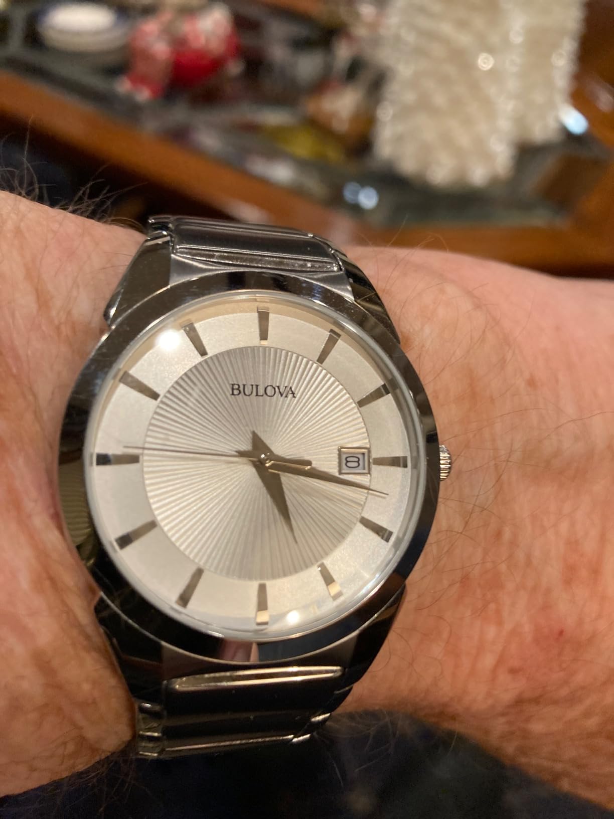 Bulova Men's 3-Hand Calendar Date Quartz Watch, Patterned Dial, 38mm Style: 96B015 customer photo 2