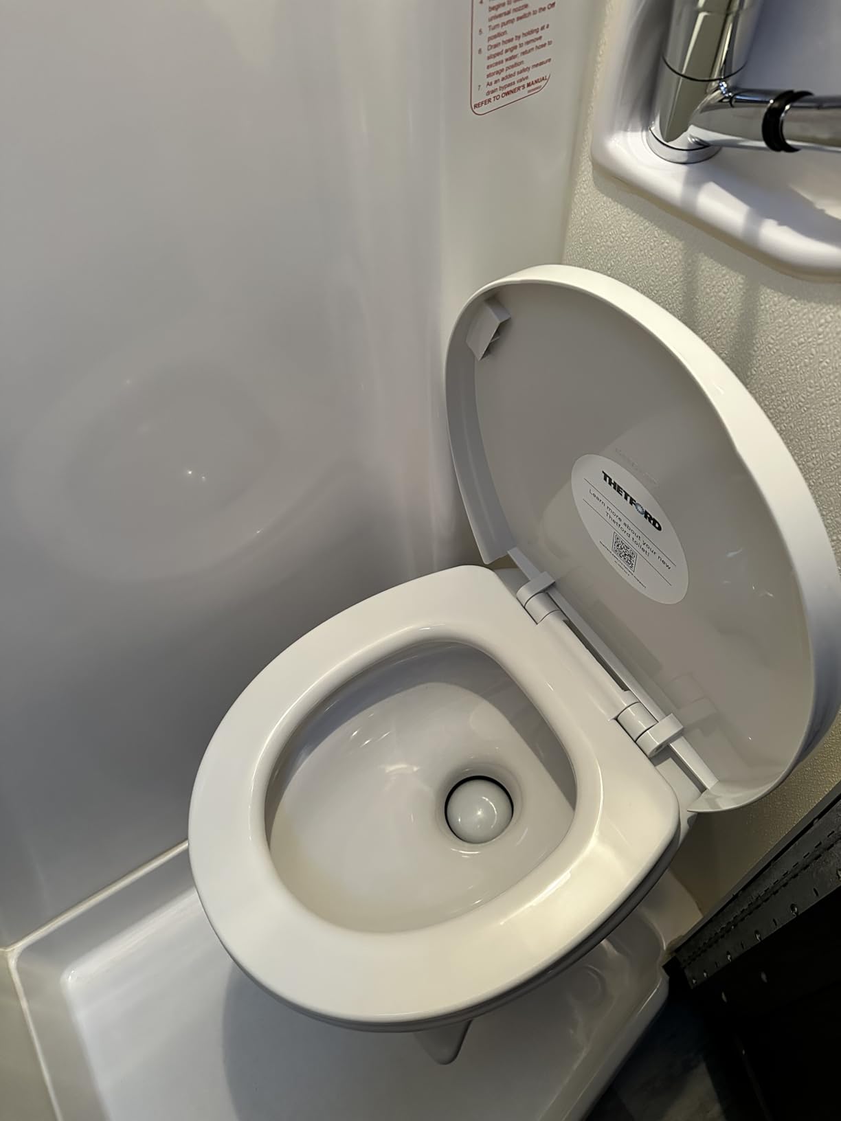 Thetford 42058 Aqua-Magic Style II RV Toilet, White, High Profile | Full china bowl with polymer body, dual action foot flush, full-size residential seat, floor mounted customer photo 1