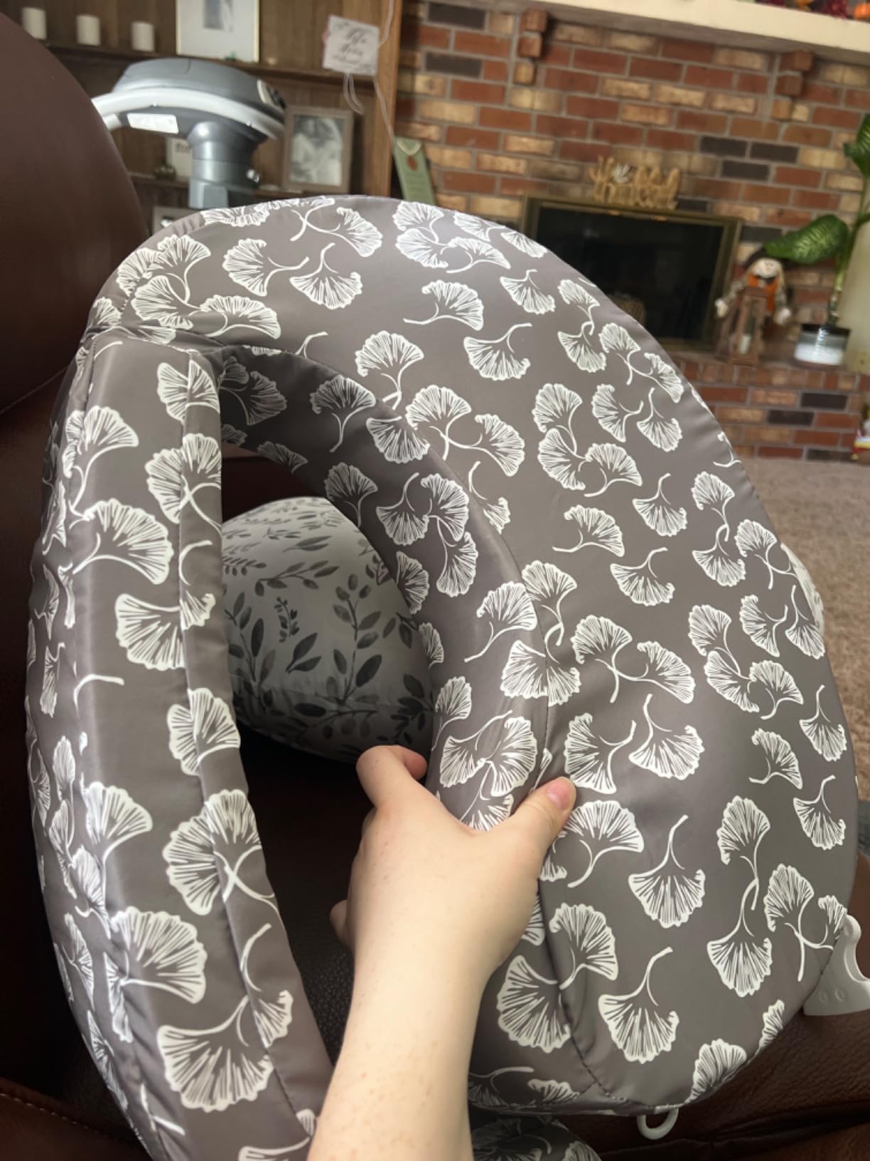 My Brest Friend Original Nursing Pillow Enhanced Ergonomics Essential Breastfeeding Pillow Support For Mom & Baby W/ Convenient Side Pocket, Double Straps & Slipcover, Navy Bluebells customer photo 2