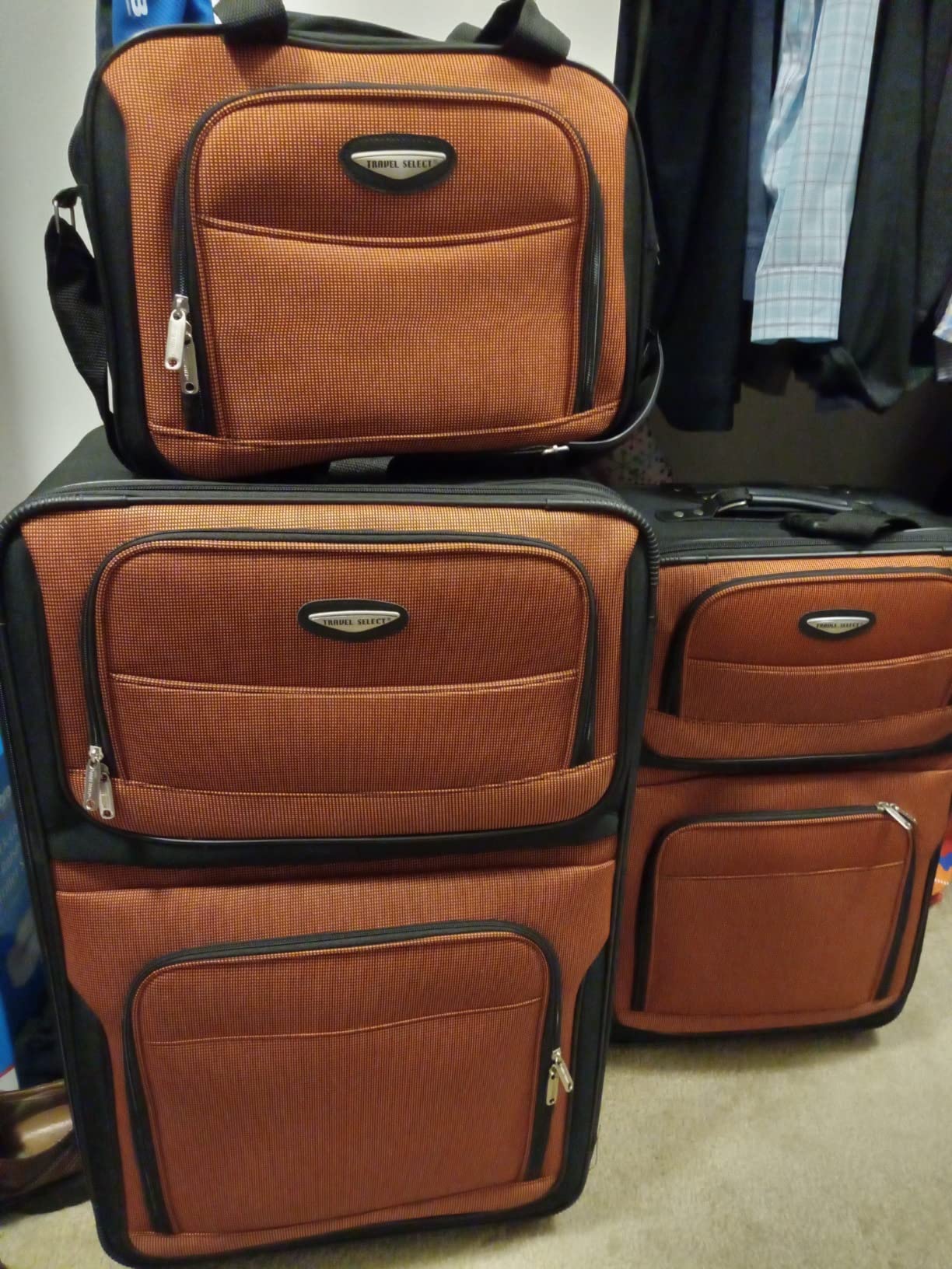 Travel Select Amsterdam Softside Expandable Luggage with Rolling Wheels, Orange, 4-Piece Set (15/21/25/29) customer photo 1